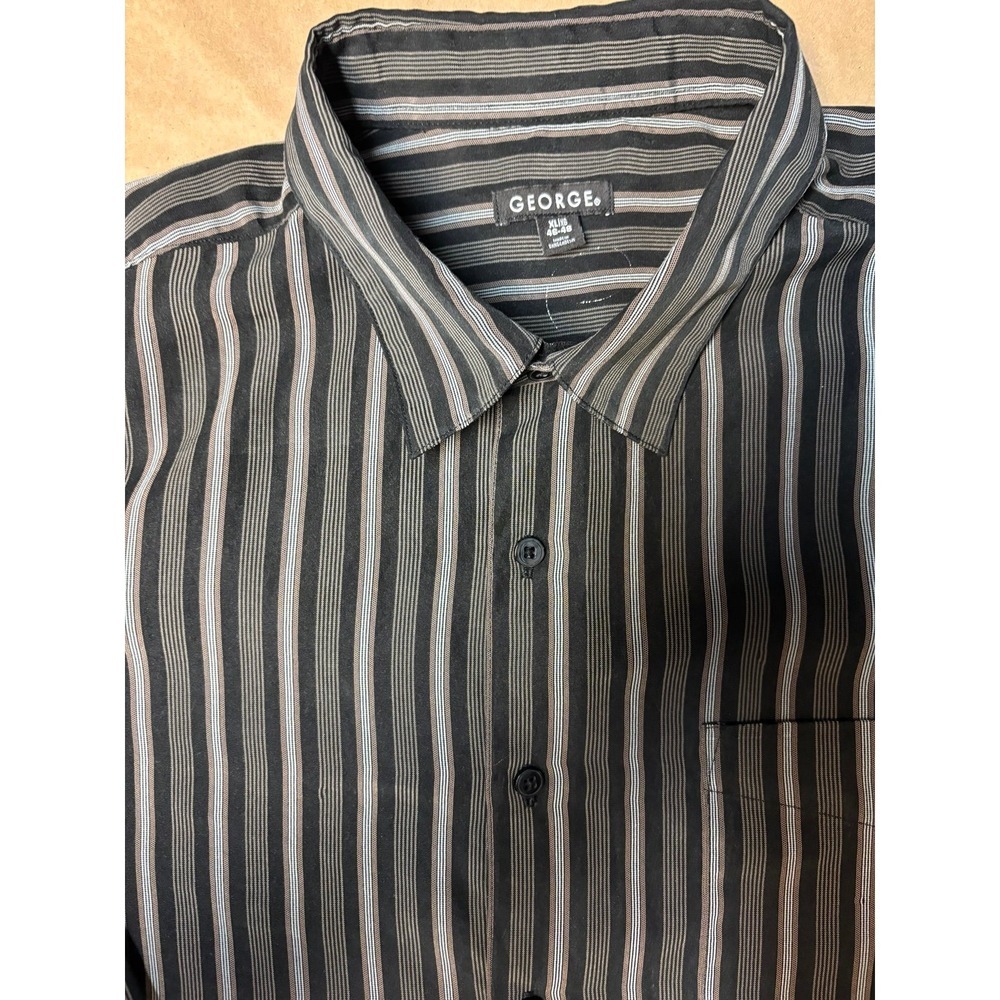 GEORGE MENS STRIPiBUTTON-UP SHIRT XL